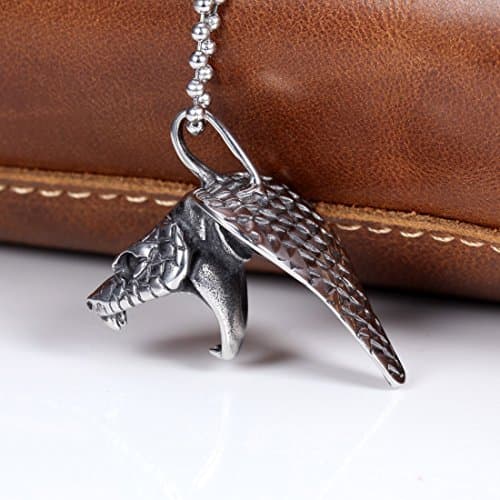 Zovivi Mens Vintage Celtic Black Plated Snake Cobra Head Pendant Necklace