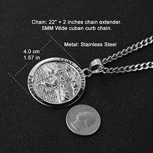 HZMAN Stainless Steel Religious Christian Amulet Pendant Necklace