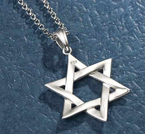 FANCIME Sterling Silver Polished Star of David Pendant Necklace for Men, 19.7-INCH