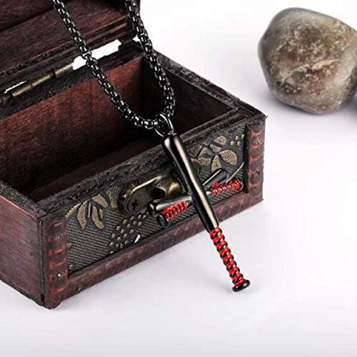 Rehoboth Baseball Bat Cross Necklace for Men and Women with 24 Stainless Steel Chain in Black, Gold, and Silver