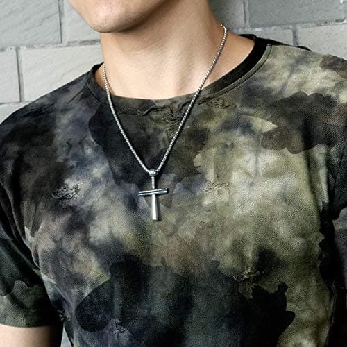 TEMICO Stainless Steel Baseball Cross Pendant Necklace for Men Sports Enthusiasts