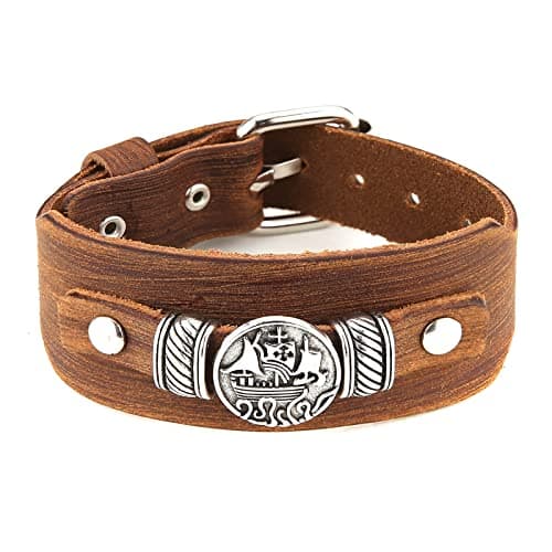 HZMAN Leather Braided Viking Bracelets for Men - Biker Vintage Talisman Jewelry Gift