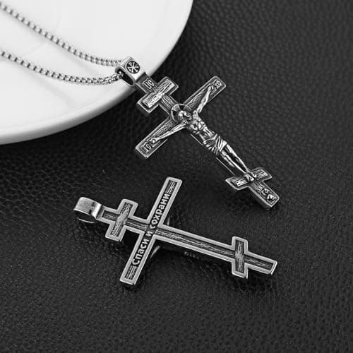 HZMAN Eastern Orthodox Cross Necklace for Men Gift
