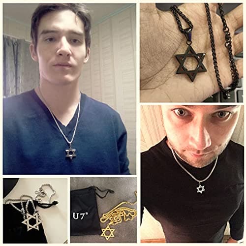 Star of David Necklace for Men and Women - Gold/Stainless Steel Hexagon Pendant