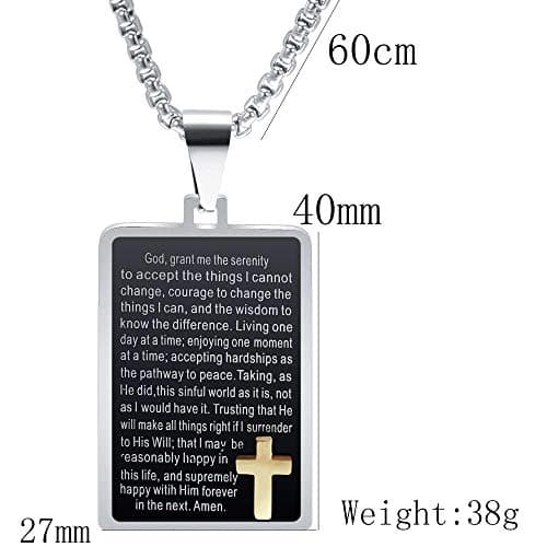 Jude Jewelers Stainless Steel Christian Cross Serenity Prayer Pendant Necklace