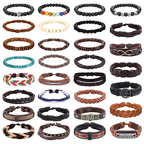 FASACCO Woven Hemp Bracelets for Men & Women Adjustment Handmade Cuff Wrap Jewelry