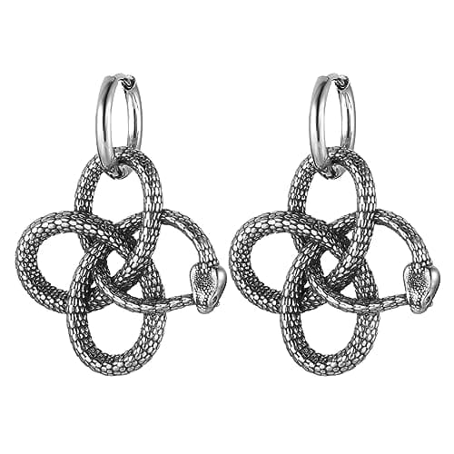 HZMAN Retro Snake Dangle Earrings for Men and Women - Stainless Steel Gothic Punk Style
