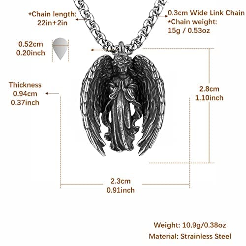 HZMAN Guardian Angel Pendant Necklace for Women Stainless Steel Jewelry