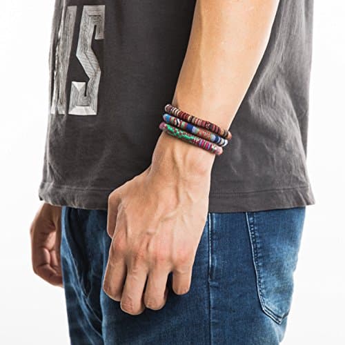 HZMAN Mix 6 Wrap Hemp Cords Bracelets for Men and Women