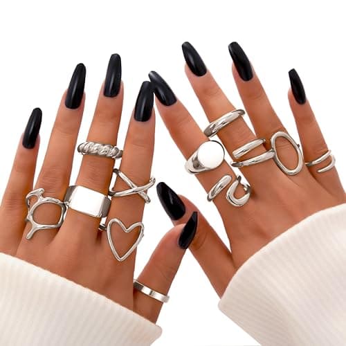 FAXHION 18K Gold Plated Stackable Knuckle Rings Set for Women