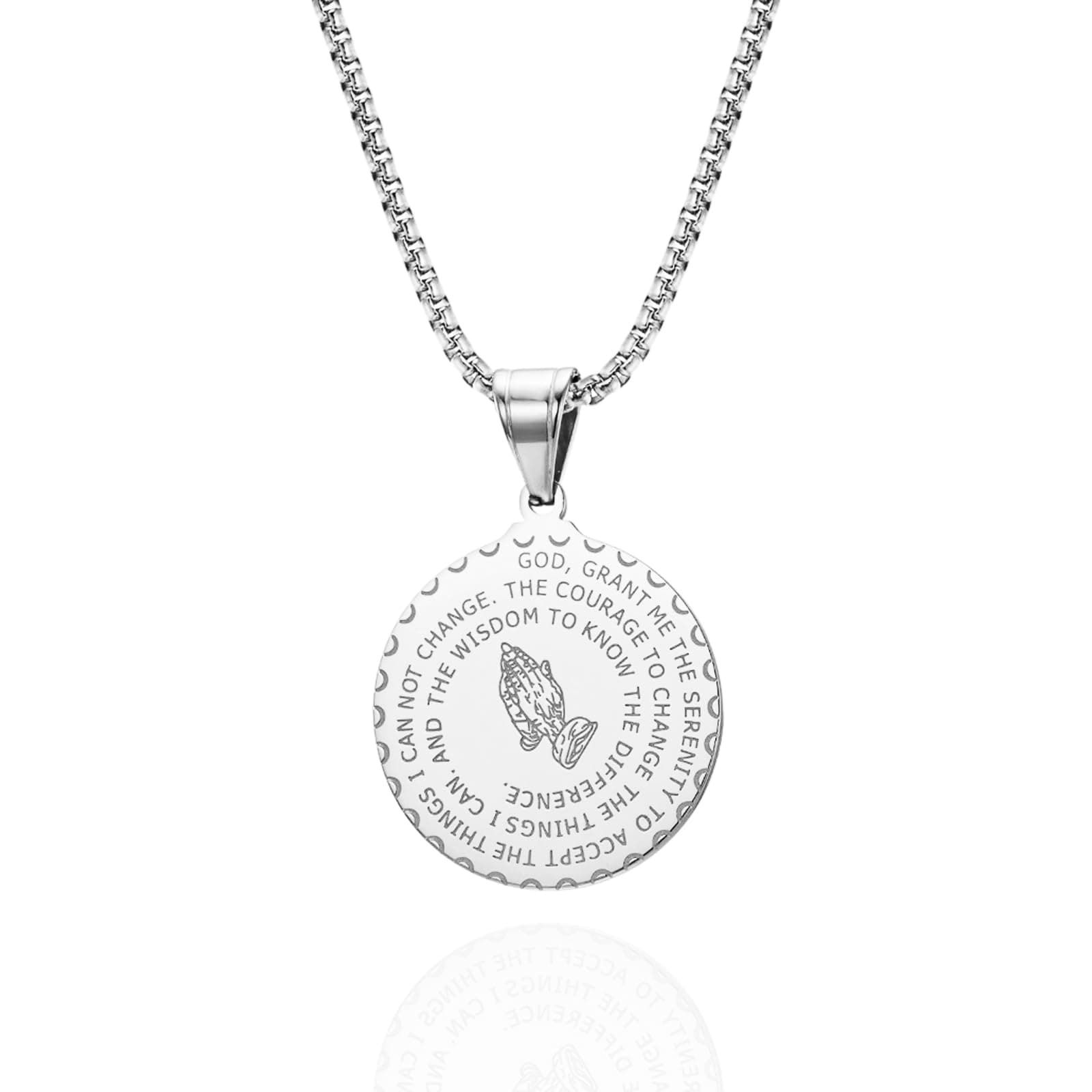 Christian Serenity Prayer Necklace with Lord's Prayer Pendant