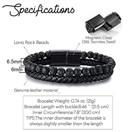 VNOX Viking Bracelet for Men - Genuine Leather Braided Thor's Hammer Wristband Jewelry