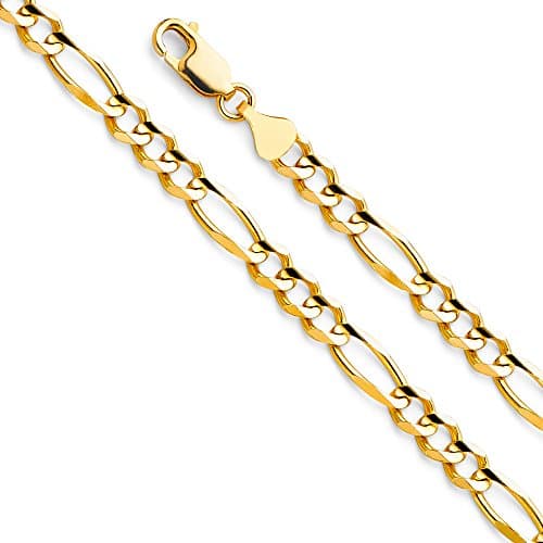 Men's 14k Solid Gold 6mm Figaro Chain Necklace