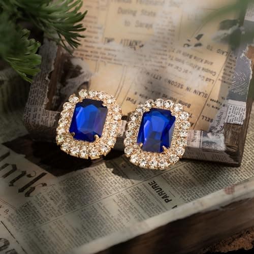 HZMAN Crystal Stud Earrings for Women Bridal & Wedding Party Jewelry