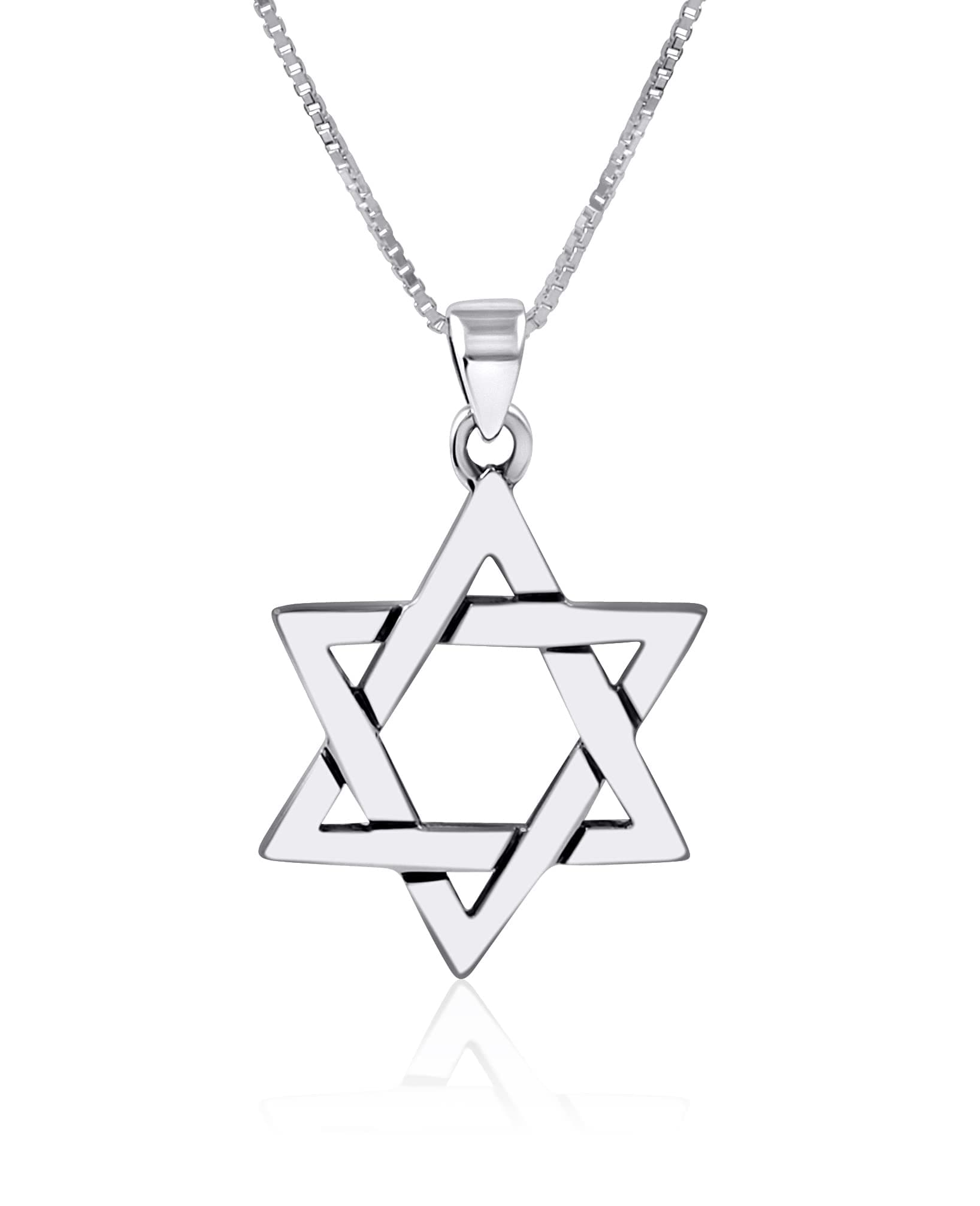 Sterling Silver Star of David Necklace Pendant for Men and Women