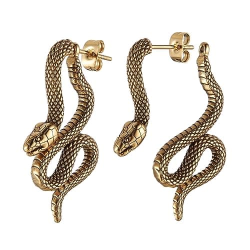 HZMAN Gothic Green Eye Snake Earrings for Men & Women