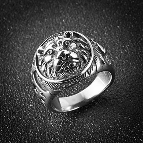 HZMAN Lion Head Shield Biker Ring