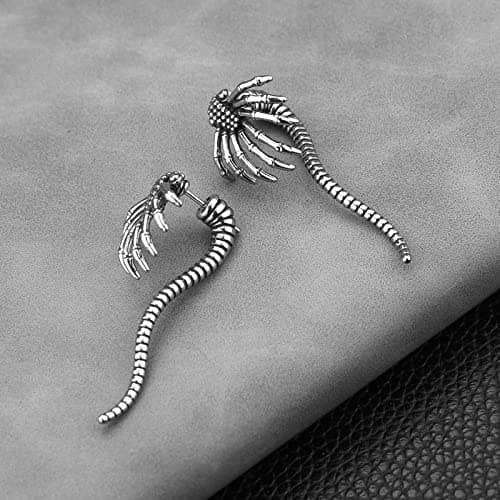 Alien Facehugger Earrings - Retro Gothic Punk Stainless Steel Stud Earrings for Men and Women