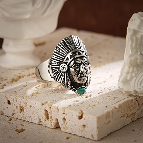 HZMAN Men's Vintage Indian Chief Headring Jewelry_gift_stainless_steel