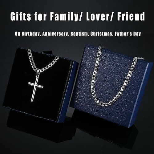 Besteel 925 Sterling Silver Cross Necklace for Men & Women