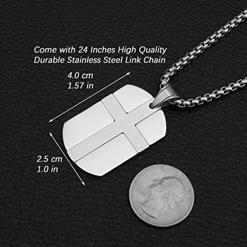 Stainless Steel Cross Necklace with Isaiah 41:10 Bible Verse