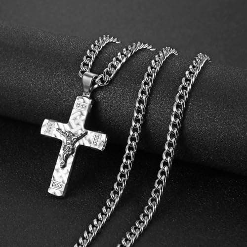 Stainless Steel Crucifix Cross Necklace for Men and Boys