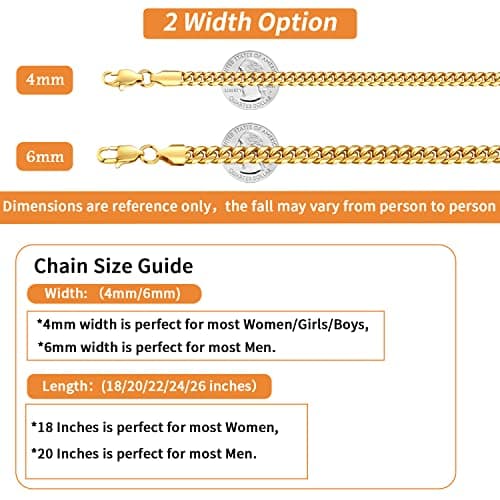 18K Gold Plated Diamond Cut Miami Cuban Link Chain for Men and Women