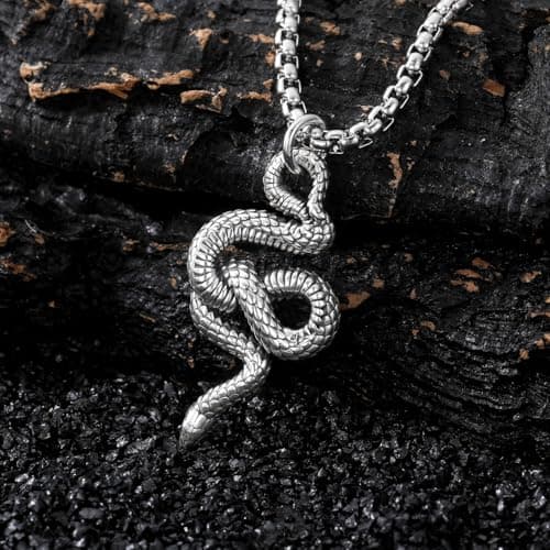 925 Sterling Silver Lattd Snake Pendant Gothic Jewelry for Men and Women