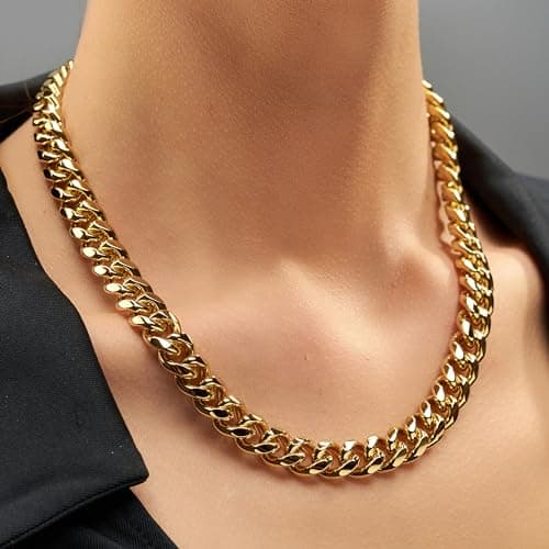 LIFETIME 24k Gold Plated Diamond Cut Cuban Link Necklace for Men & Women