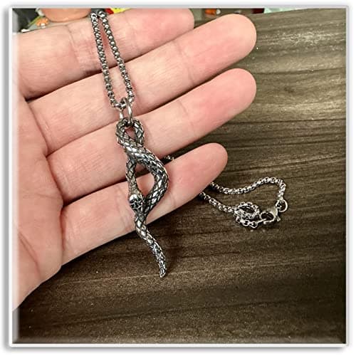 Xusamss Punk Rock Stainless Steel Animal Snake Pendant Necklace
