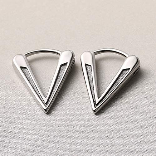 HZMAN Unisex Bike Punk Silver Stainless Steel Triangle Dangle Hoop Earrings