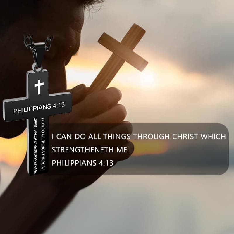SKQIR Cross Necklace for Men with Bible Verse, Christian Religious Gift