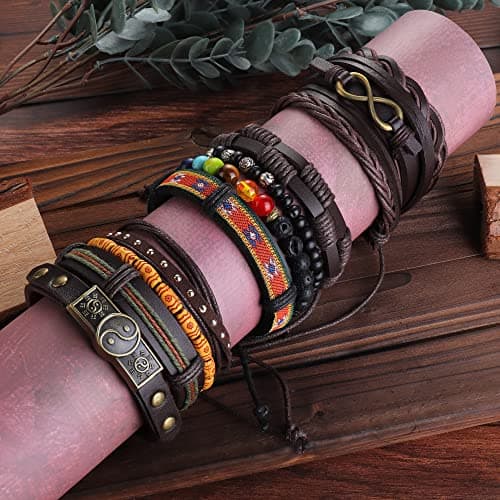 FASACCO Woven Hemp Bracelets for Men & Women Adjustment Handmade Cuff Wrap Jewelry