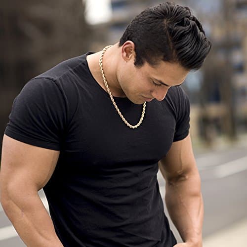 7mm Rope Chain Necklace 24k Gold Plated for Men and Women