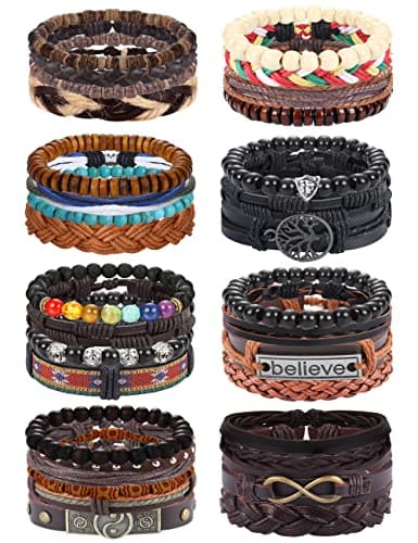 FASACCO Woven Hemp Bracelets for Men & Women Adjustment Handmade Cuff Wrap Jewelry