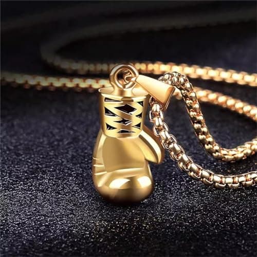 LXSSLY Punk Chain Boxing Gloves Charm Pendant, Stainless Steel Necklace