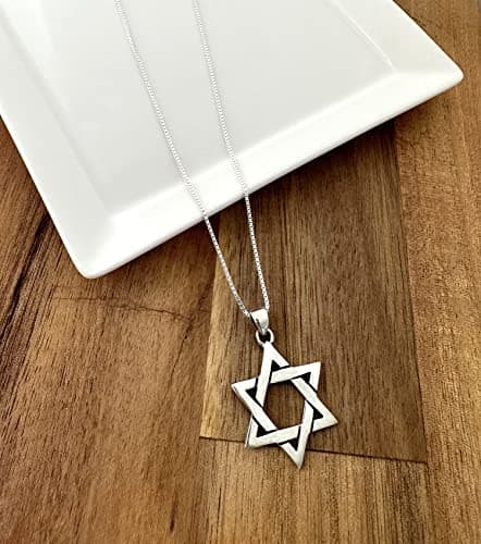 Sterling Silver Star of David Necklace Pendant for Men and Women