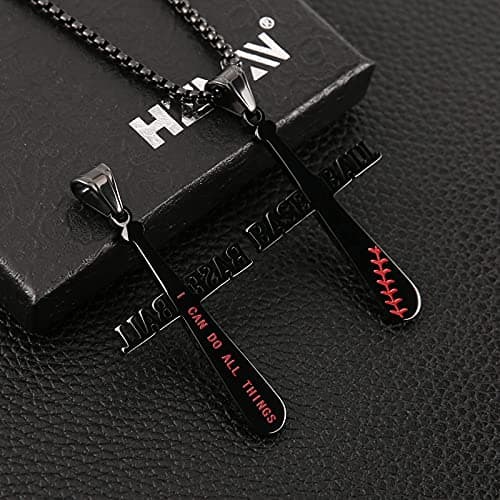 Baseball Cross Necklace for Son: Christmas Birthday Gift from Mom Dad