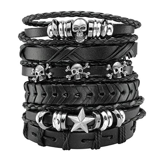 Manfnee Braided Leather Adjustable Bracelet for Men and Women