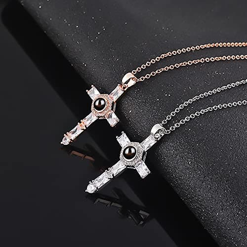 Personalized Stainless Steel Cross Pendant Necklace with Lord's Prayer Engraving Christian Jewelry