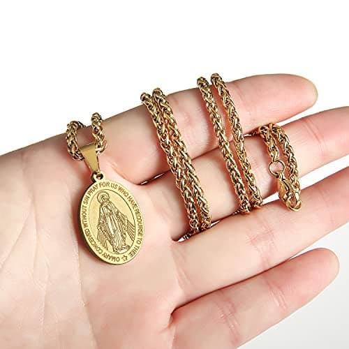 Stainless Steel Catholic Patron Saints Necklace 24 Inches