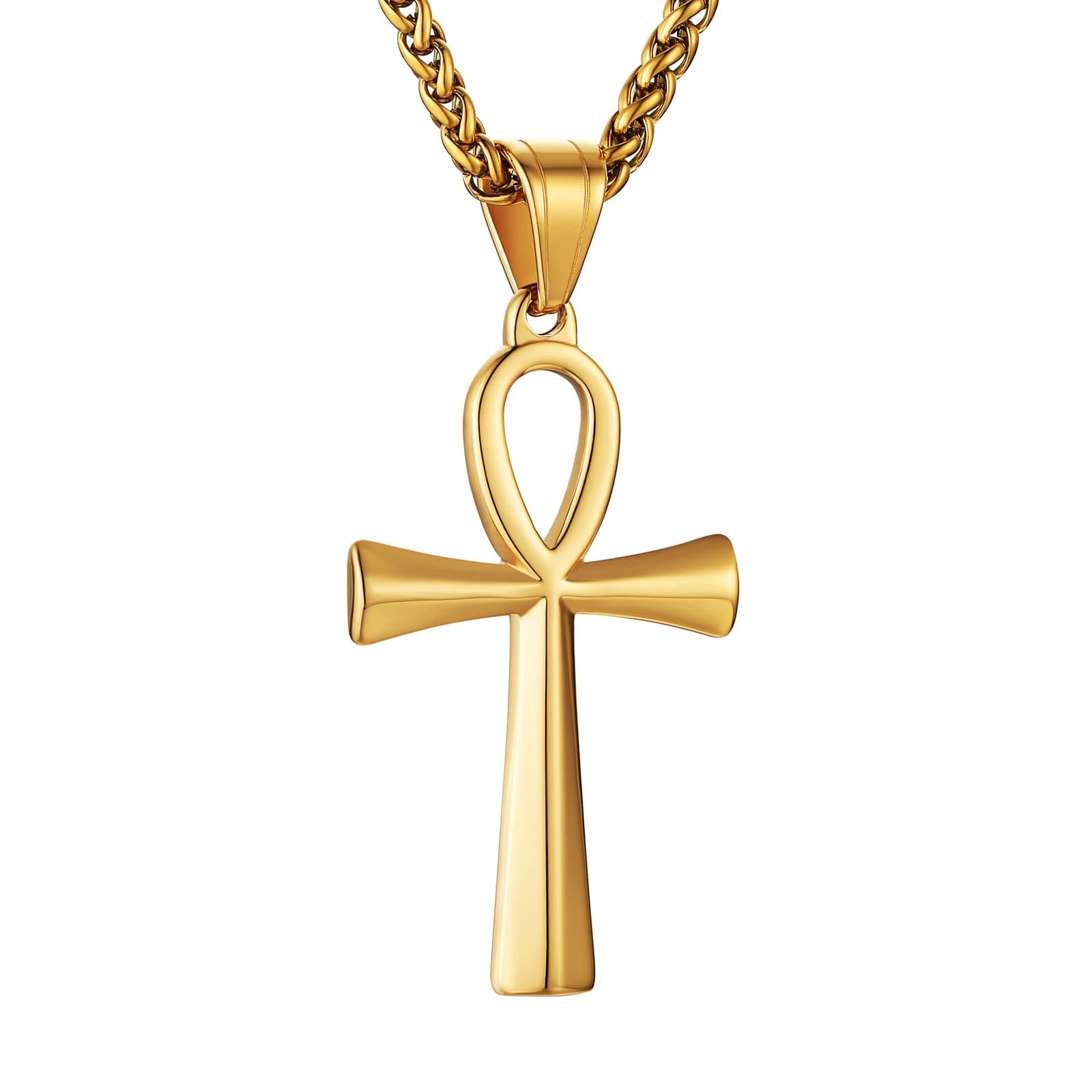 Men's Stainless Steel Ankh Cross Necklace for the audience of men.