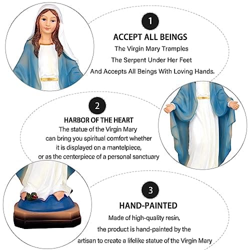 KEEPKAP Virgin Mary Statue, 8.5 Inch Resin Figurine, Catholic Giftsindoors