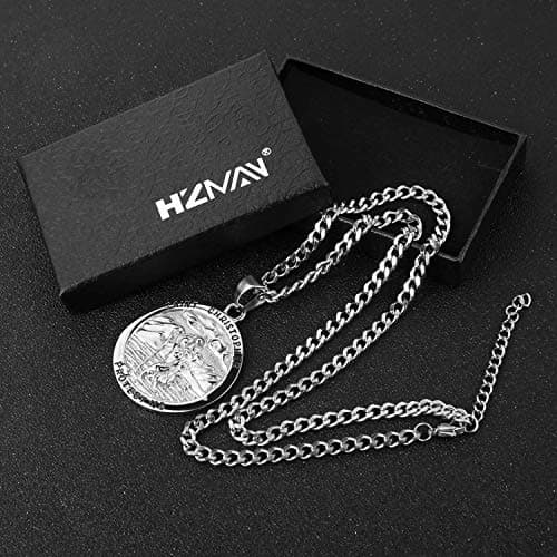 HZMAN Stainless Steel Religious Christian Amulet Pendant Necklace