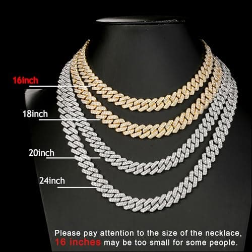 JUNVirtuous Women's Cuban Link Chain Necklace with Bling and Diamond Jewelry