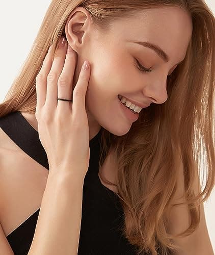 TIGRADE Black Titanium Dome Ring, High Polished, Sizes 3-14.5