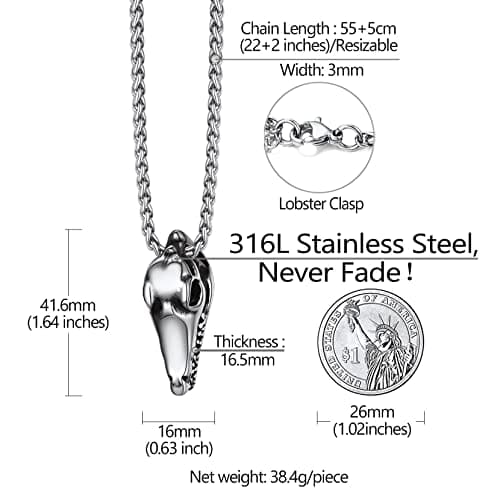 Richsteel Men's Crocodile T-Rex Skeleton Punk Jewelry