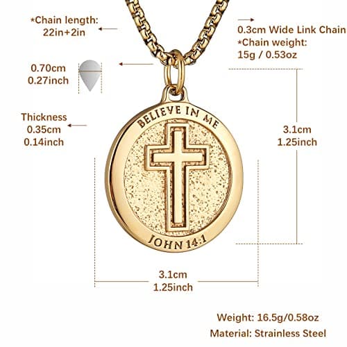 Bible Verse Necklace for Men and Women: Stainless Steel Pendant Gift