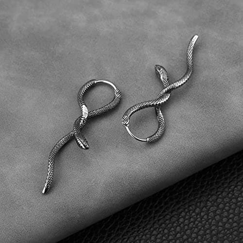 Snake Earrings Stainless Steel Retro Gothic Punk Hoop Earring Biker Party Jewelry Gift