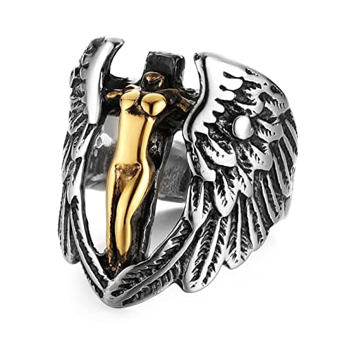 Vintage Angel Wing Stainless Steel Ring